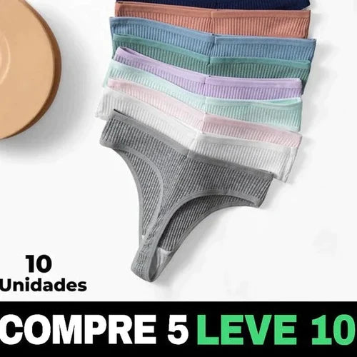 (Compre 5 Leve 10) - Calcinhas Fio Dental em Algodão - Frete Grátis - Gotop Store